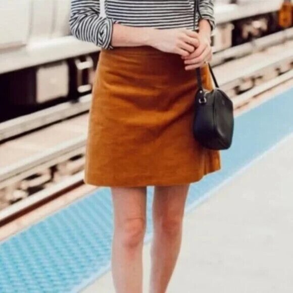 J. Crew Dresses & Skirts - J. Crew Mini Stretch Velvet Mini Skirt 14 Golden Brandy Pockets NWT Velvet